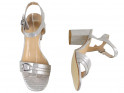 Sudraba dāmu sandales ar stiletto papēdi matēti apavi - 4