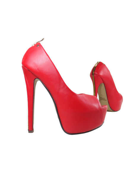 Sarkanas platformas stilettes ar izteiktu stiletto papēdi - 3