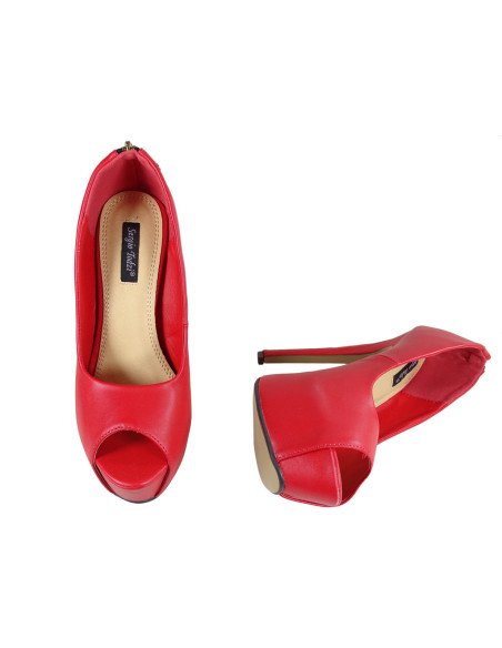 Sarkanas platformas stilettes ar izteiktu stiletto papēdi - 4