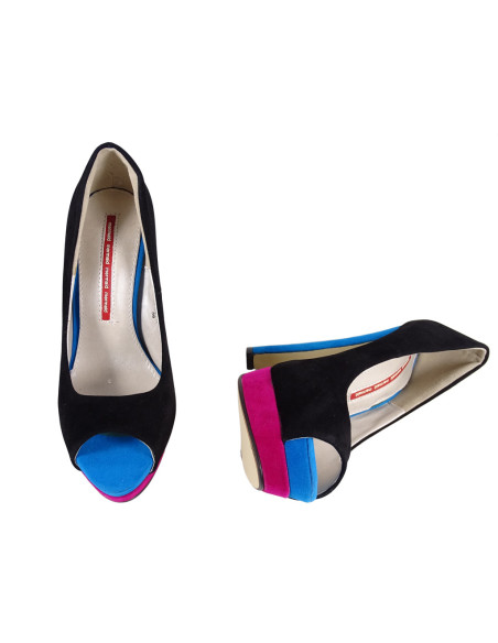 Epingles noires sur les chaussures en daim à semelles compensées pour femmes - 4