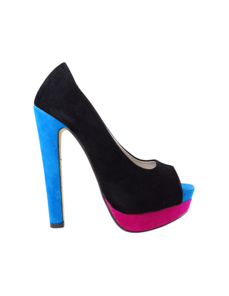 Melnas platformas stilettos zamšādas sieviešu apavi - 1