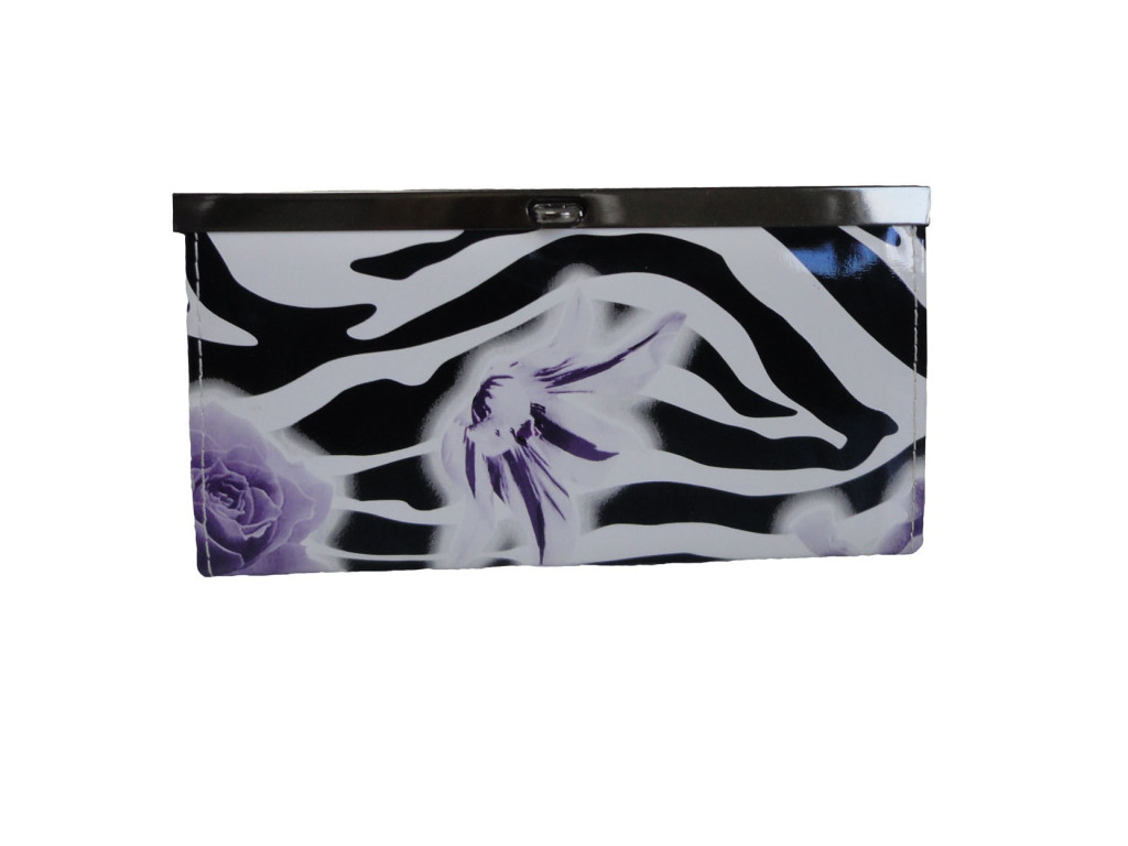 PORTEFEUILLE ZÉBRÉ CADEAU FLEUR BLANCHE ET NOIRE - 2