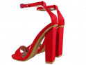 Red sandals on a pole with a diced belt - 2