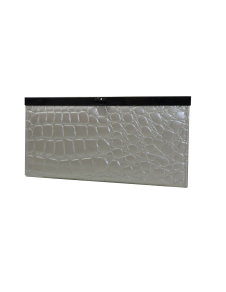 BRIEFTASCHE MIT ECRUFARBENER PERLE SCHLANGE UMSCHLAG - 4