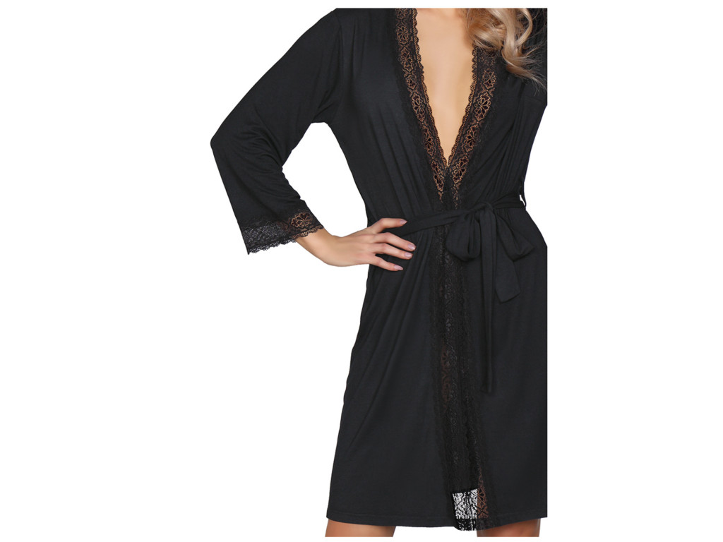 Czarny szlafrok damski bielizna erotyczna Livia