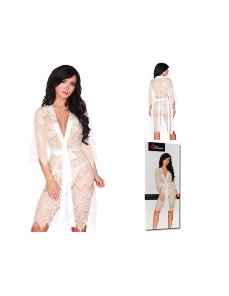 White lace dressing gown peniar erotic underwear - 3