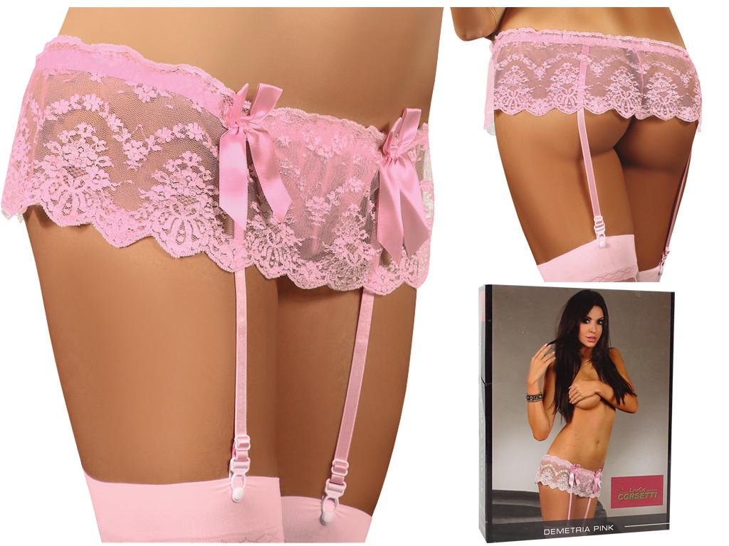 Világos rózsaszín harisnyakötő öv Livia Corsettitől - 3
