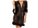 Black nunnery dressing gown with erotic feathers - 7