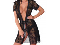 Black lace lace nunnery dressing gown erotic underwear - 7
