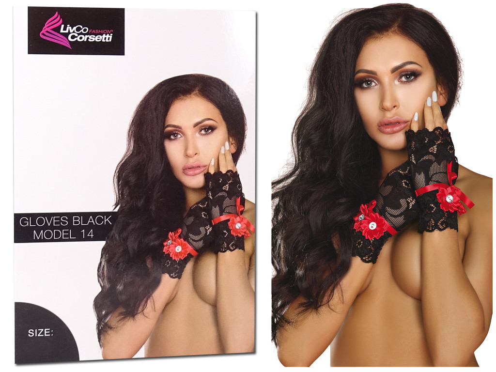 Gants courts noirs en dentelle pour femmes - 3