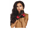 Black short lace women's gloves - 1