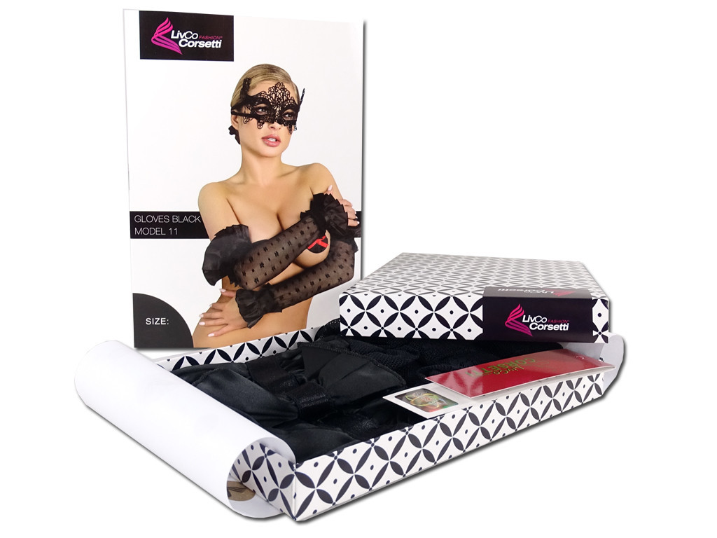 Black lace long women's gloves - 5