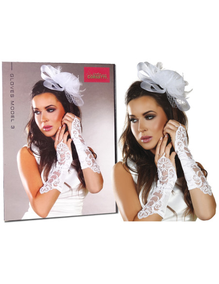 Gants blancs pour dames avec dentelle Livia - 3