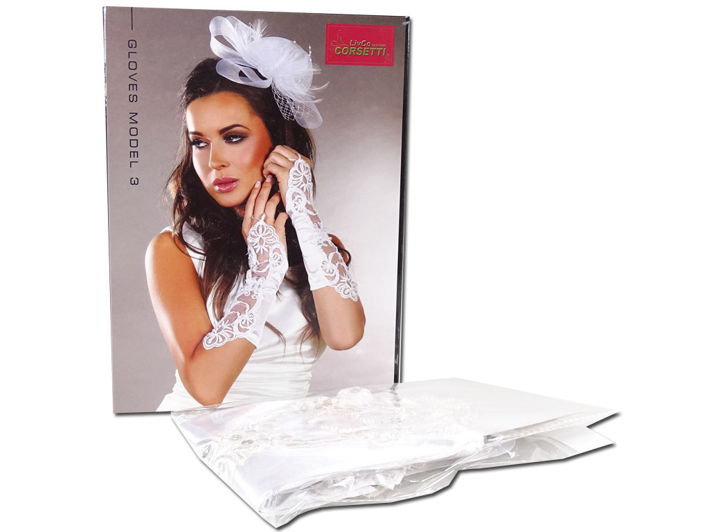 White ladies' gloves with Livia lace - 5