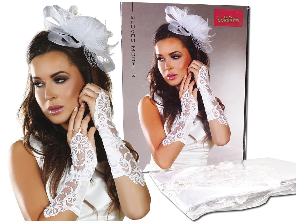 Moteriškos baltos pirštinės su nėriniais Livia - 4