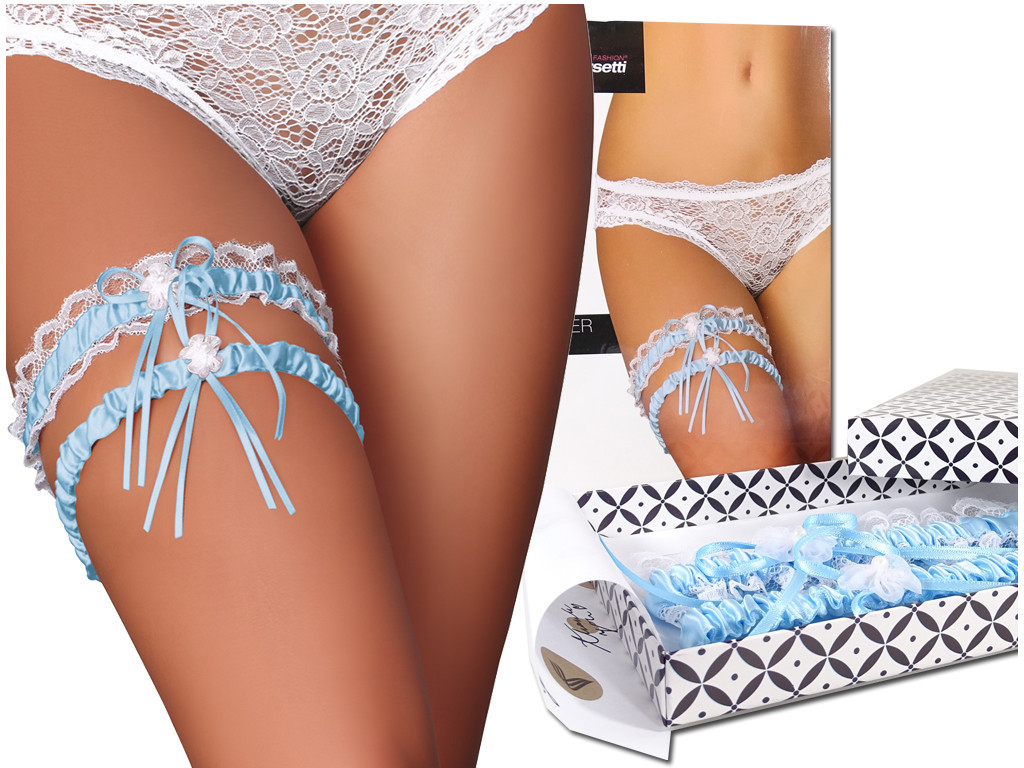 Blaues Damen-Strumpfband mit Spitze - 2