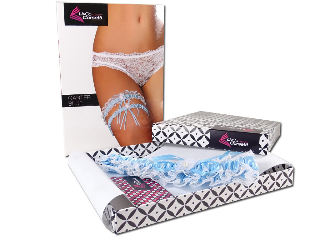 Blue garter with lace lingerie - 4