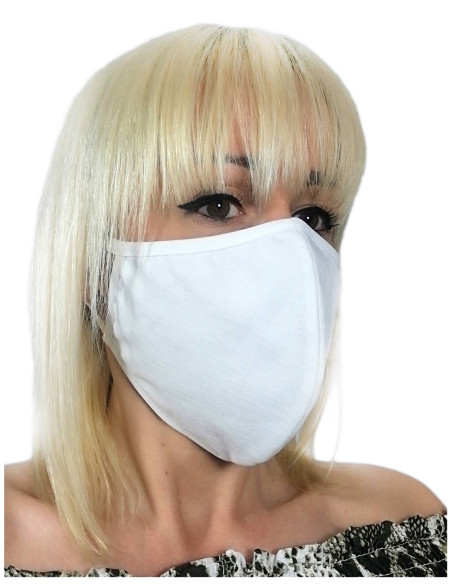 Masque blanc en coton à deux couches - 1