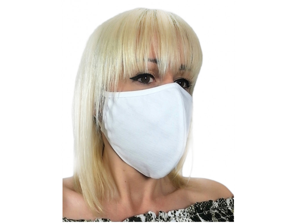 Bílá dvouvrstvá bavlněná maska - 1