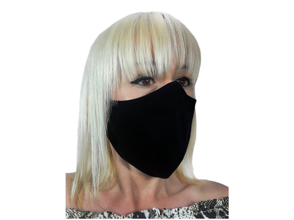Černá bavlněná dvouvrstvá maska - 1