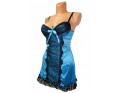 CHEMISE DE NUIT SATIN DENTELLE 2 BLEU - 2