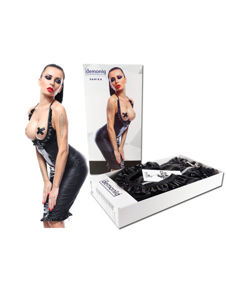 Melns komplekts kleita wetlook aprīkots - 5
