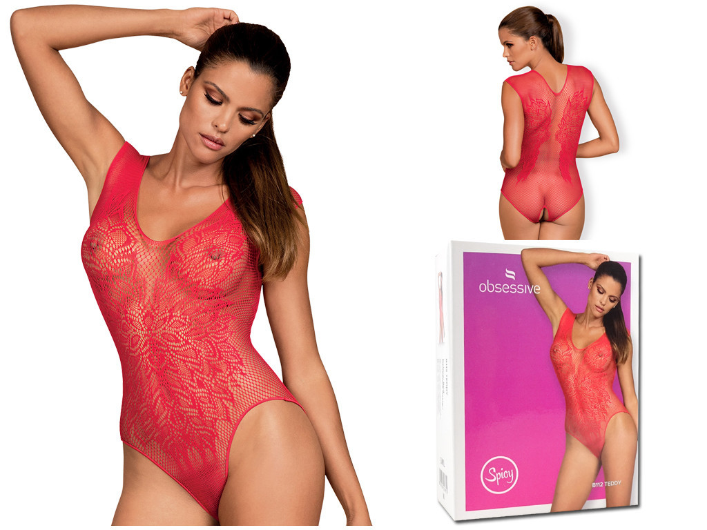 Czerwone body damskie elastyczne Obsessive 