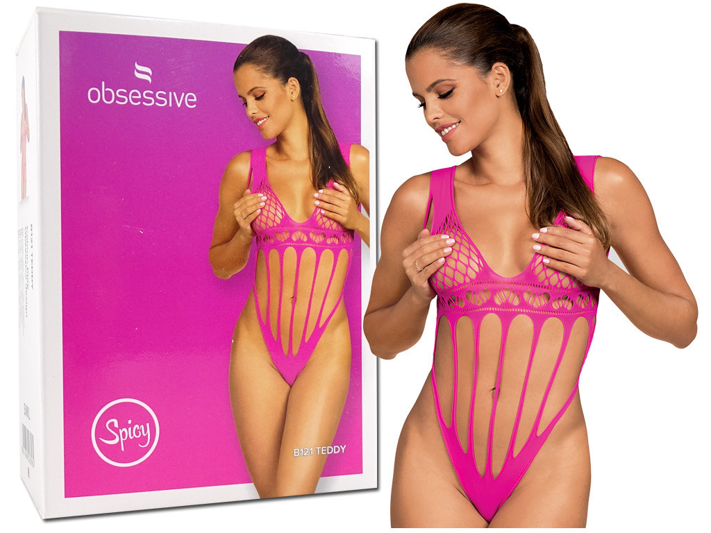 Różowe elastyczne body damskie Obsessive