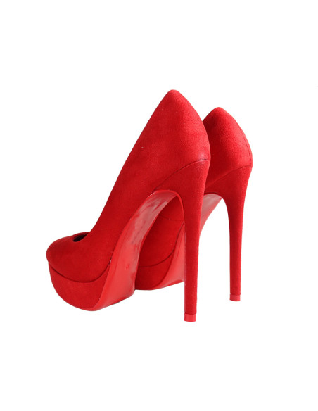 Épinglettes rouges sur les chaussures en daim pour femmes - 2