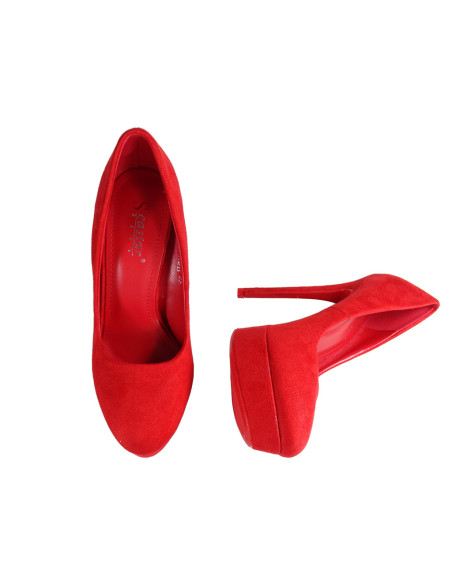 Épinglettes rouges sur les chaussures en daim pour femmes - 4