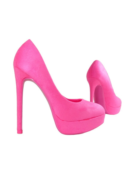 Épingles roses sur les chaussures en daim à semelles compensées pour femmes - 3