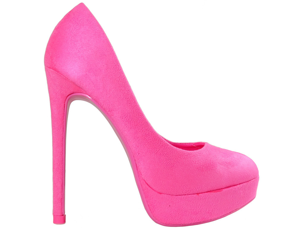 Pink pins on the platform suede shoes for women - 1