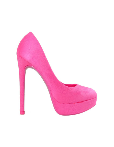 Épingles roses sur les chaussures en daim à semelles compensées pour femmes - 1