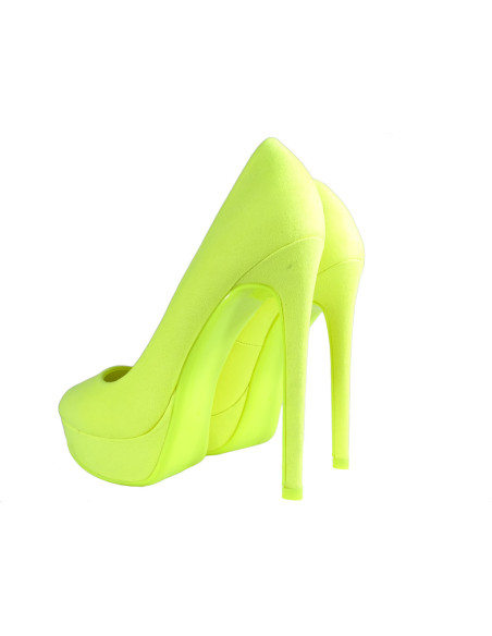 Dzelteni neona platformas stilettos zamšādas apavi - 2