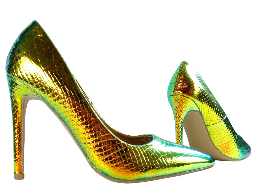 Women's golden pins for iridescent eco leather - 3