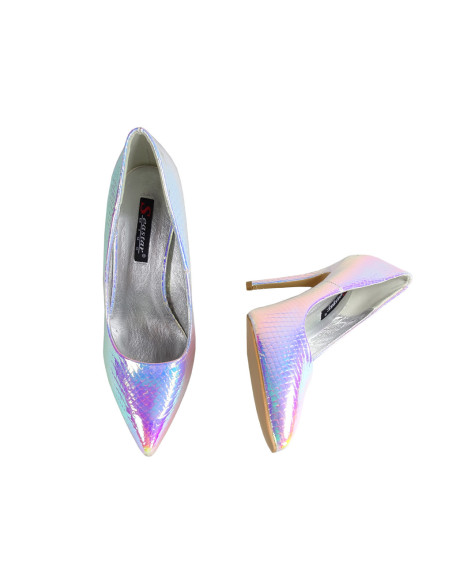 Női ezüst sarkú irizáló eco bőr - 4