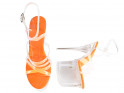 Neon orange pins high heels glasses - 4