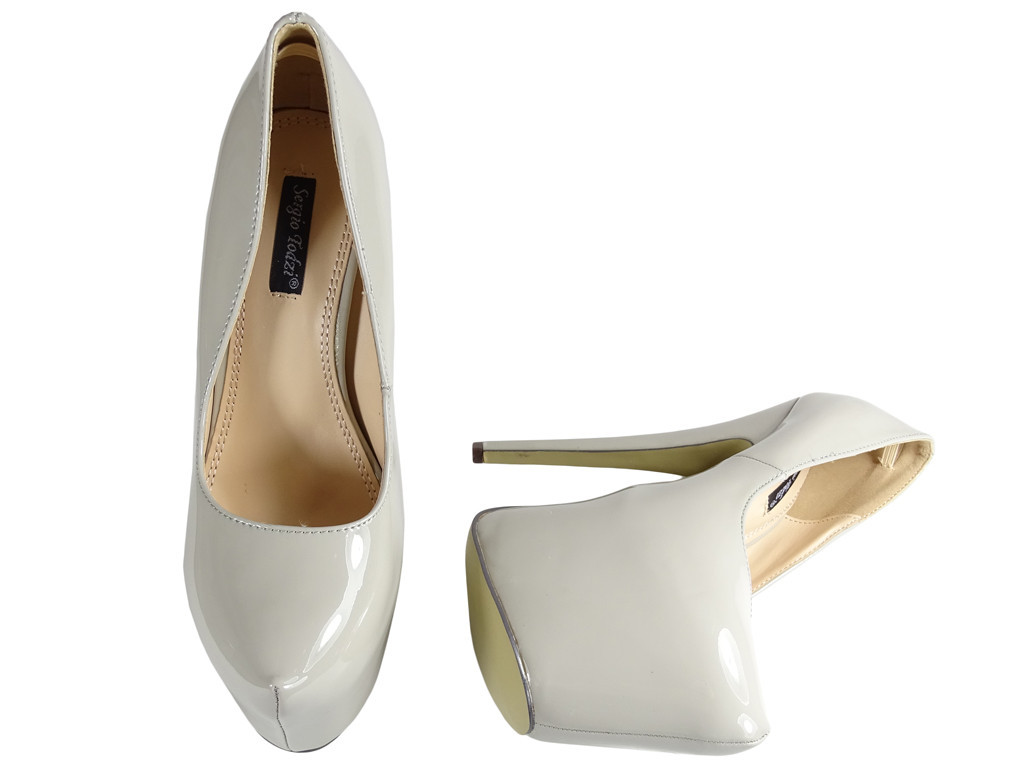 Grey pins on high heels platform 17 cm pin - 4