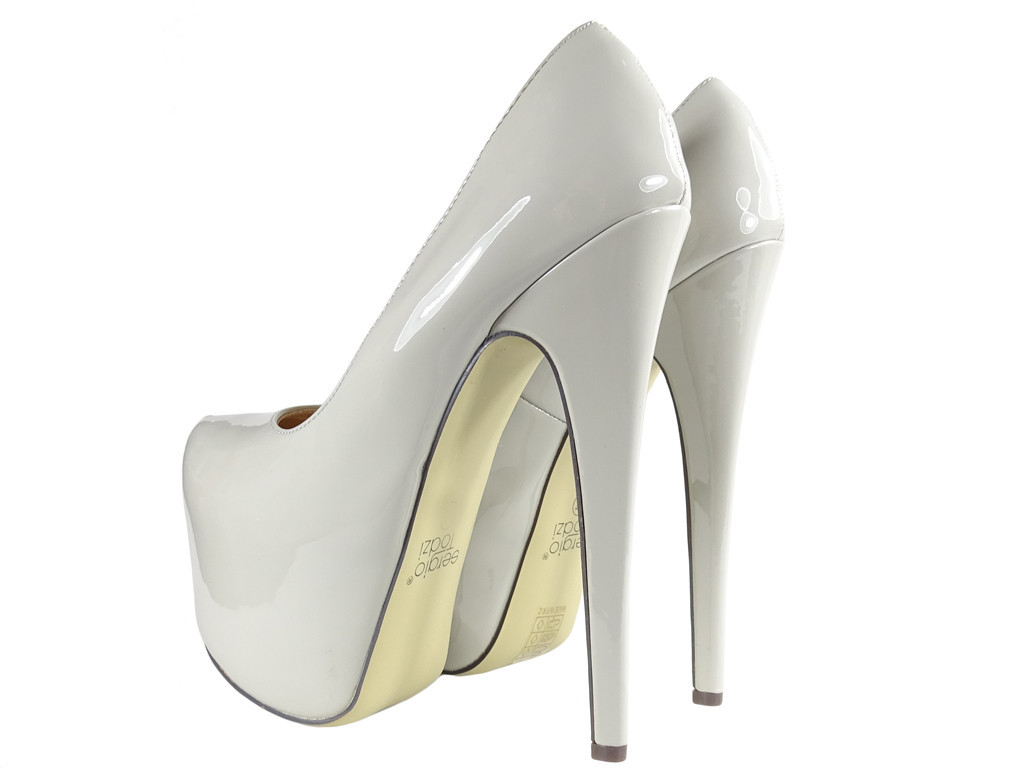 Szare szpilki na platformie high heels 17 cm szpilka