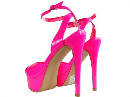 Neonovo ružové sandále na platforme - 2
