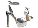 Ezüst platform szandál női cipő - 3