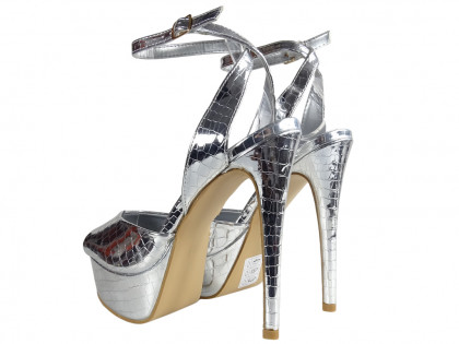 Ezüst platform szandál női cipő - 2