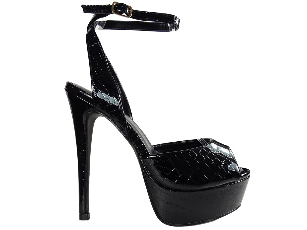 Black sandals on the platform ladies' shoes - 1