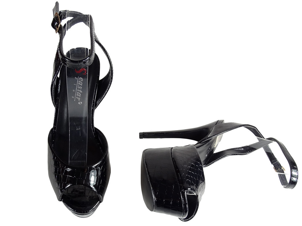 Sandales noires sur la plateforme chaussures pour femmes - 4