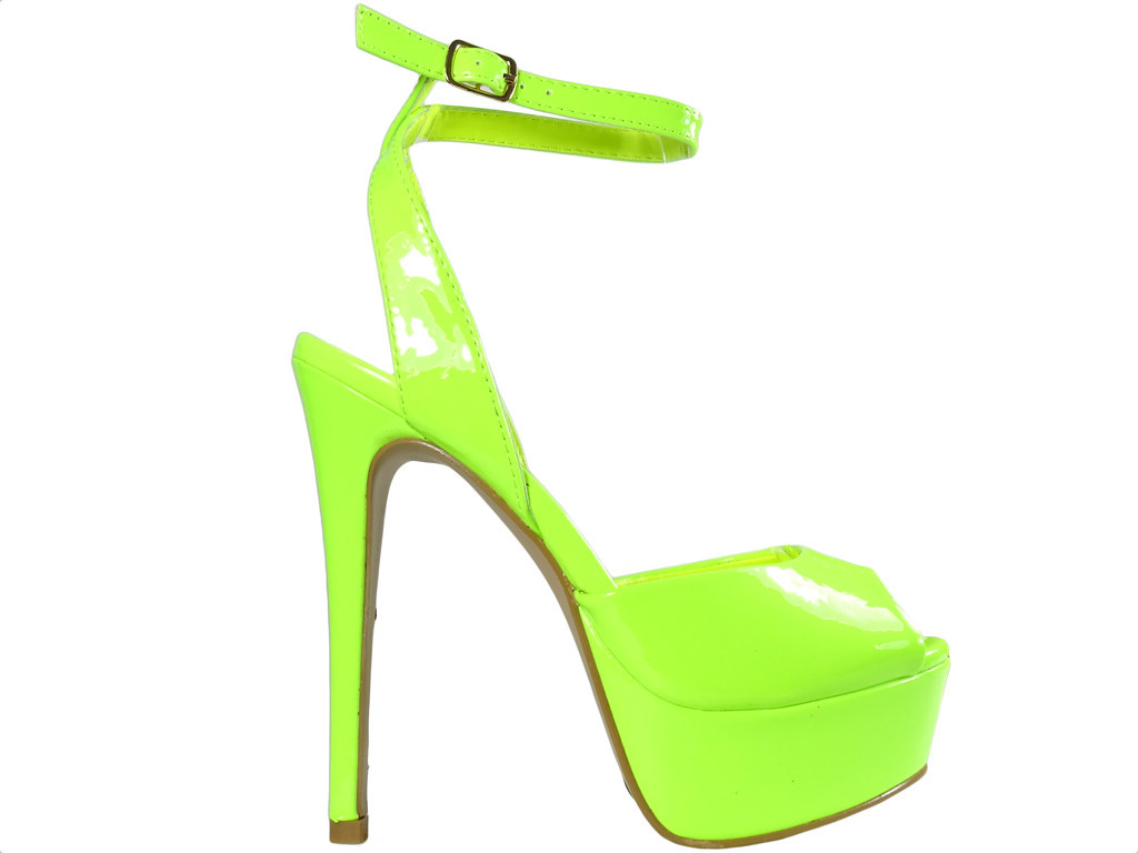 Neona dzeltenas stiletto sandales sieviešu apavi - 1