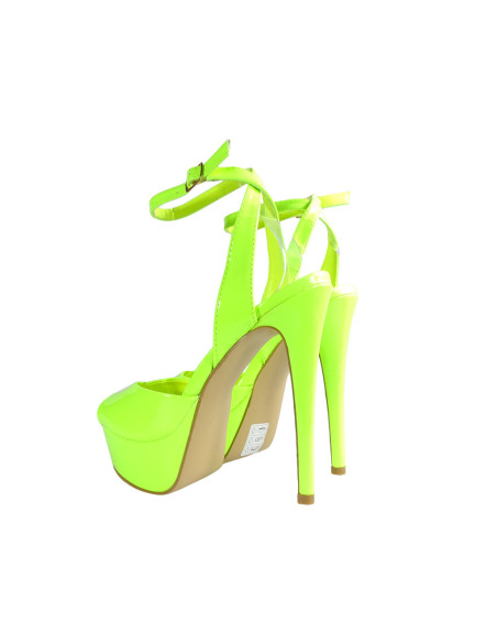 Neon yellow sandals on pins ladies' shoes - 2