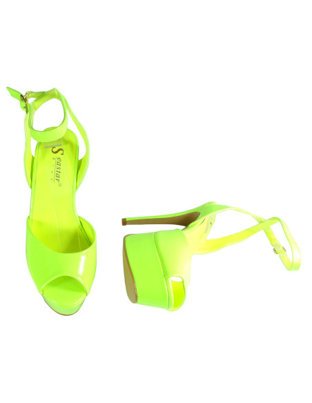 Neongelbe Sandalen auf Pins Damenschuhe - 4