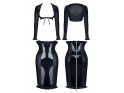 Černá souprava spodního prádla wetlook, sukně a podprsenky - 7