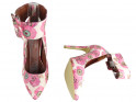 Dámske ružové vysoké podpätky s topánkami na členkový remienok - 4