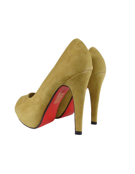 Camel coffee pins on the platform suede boots - 2